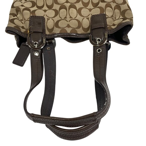 COACH Signature Soho Jacquard/Leather Tote Handbag Triple Entry Satchel F17401 - Picture 9 of 15